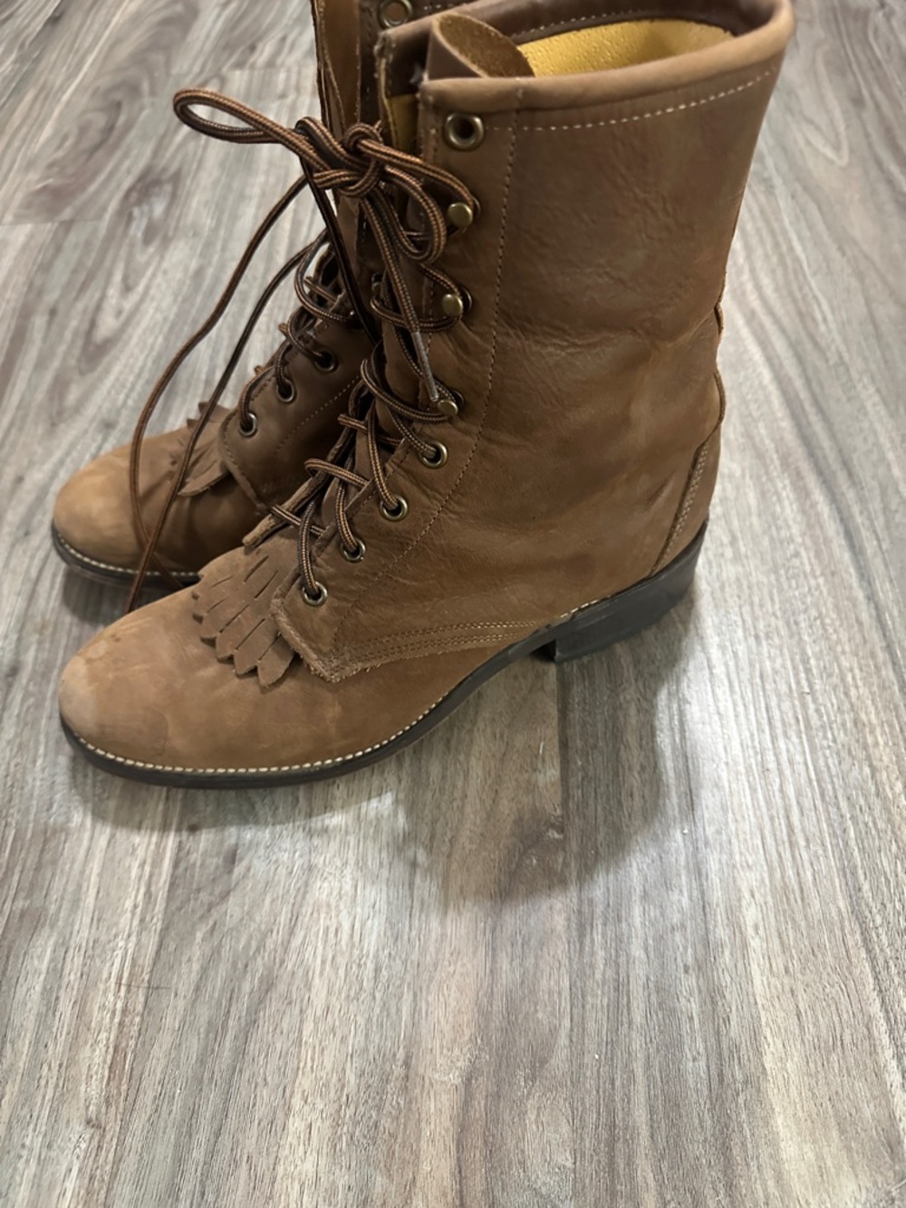 Laredo Brown Lace-Up Leather Work Boots - Picture 4 of 15